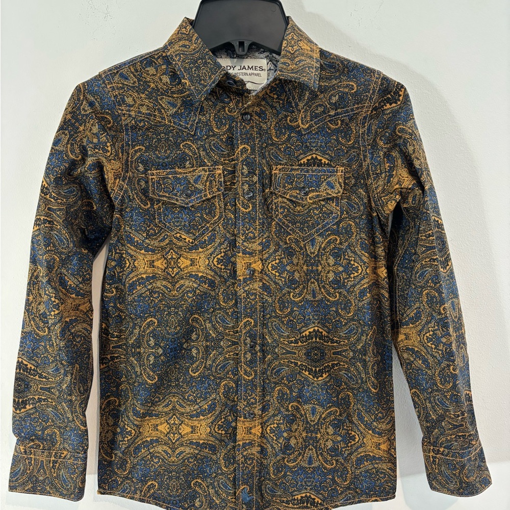 Cody James Boys XS Snap Button Down Shirt Paisley Print Western Dressy Fall NWOT